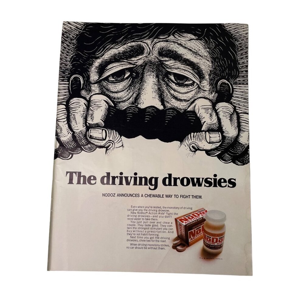 1968 Nodoz Ad Full Page Print Vintage Original Ephemera u